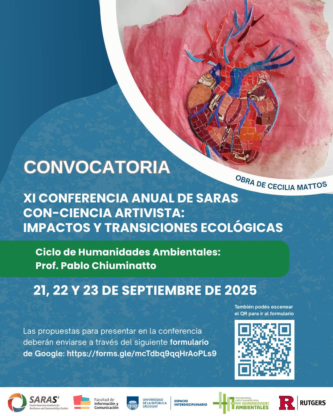 XI Conferencia Anual de SARAS. Con-ciencia artivista: impactos y transiciones ecológicas